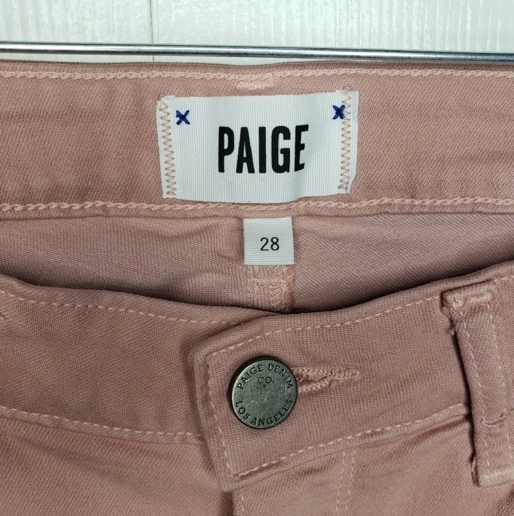 Paige Verdugo Ankle Denim Jeans 28 Rose Pink Stretch Mid Rise
